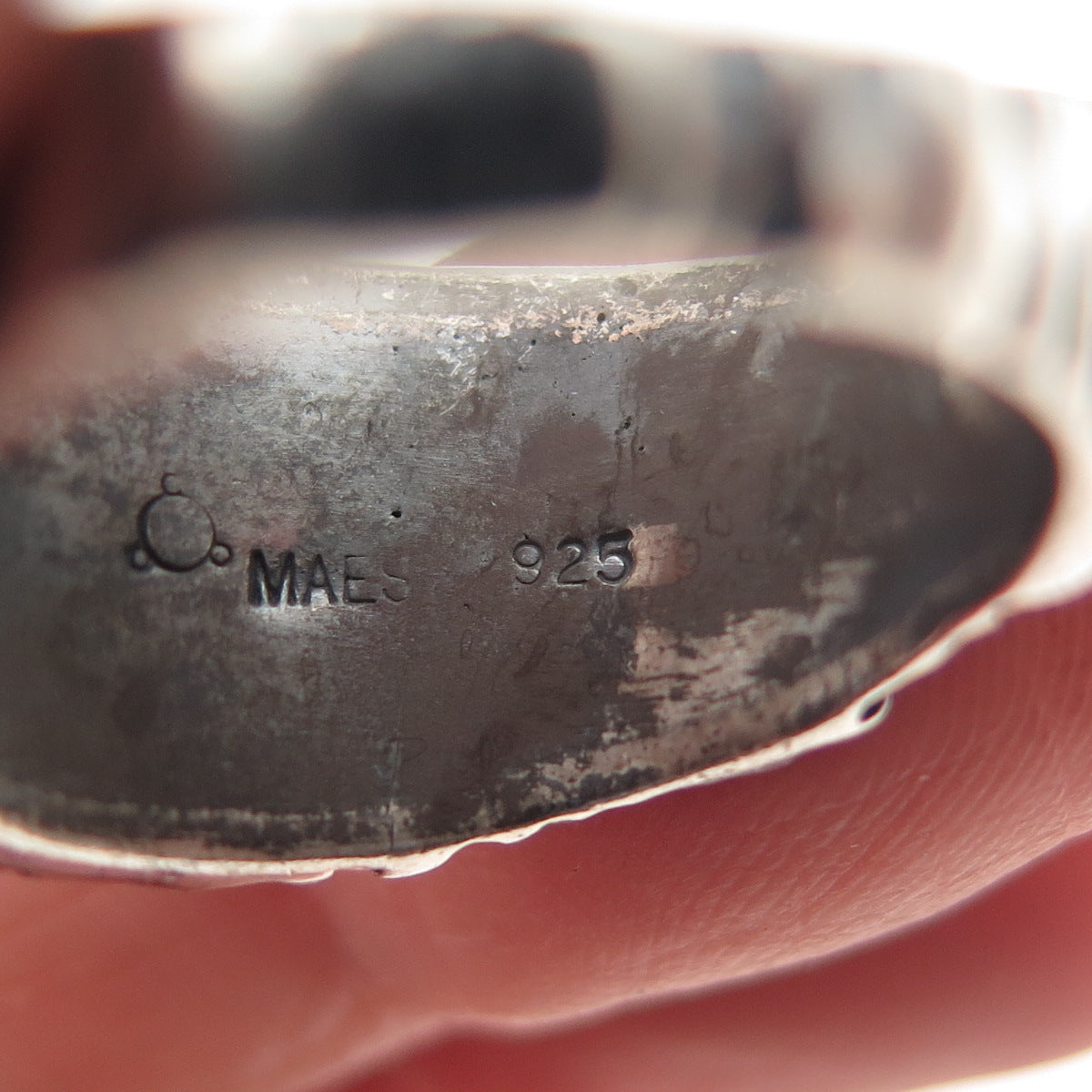 Erik Maes 925 Sterling Silver Vintage Cherrywood Wedge Oxidized Ring Size 8.5