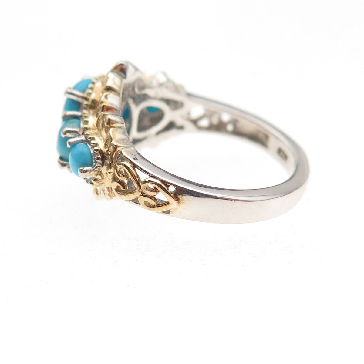 Chuck Clemency Sterling Silver 2-Tone Real Sleeping Beauty Turquoise Ring Size 6
