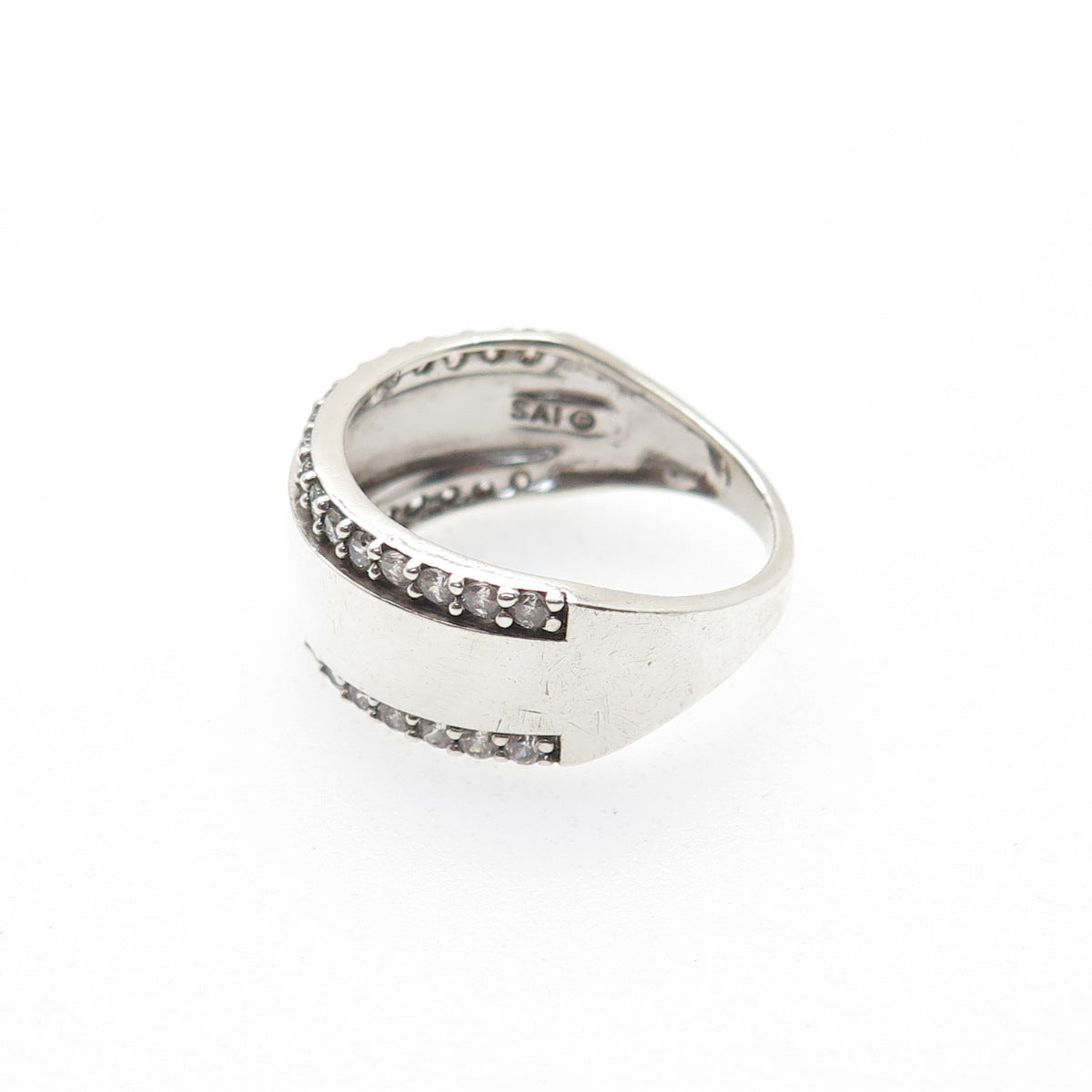 SAI 925 Sterling Silver Round-Cut C Z Ring Size 6.75