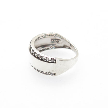 SAI 925 Sterling Silver Round-Cut C Z Ring Size 6.75