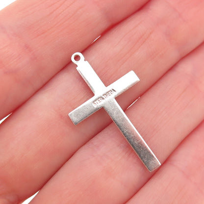 Theda 925 Sterling Silver Antique Art Deco Cross Oxidized Charm Pendant