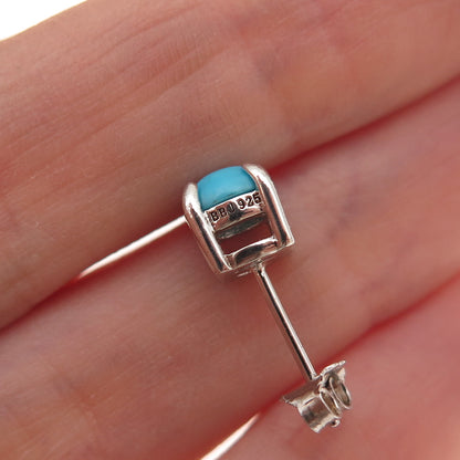 925 Sterling Silver Real Sleeping Beauty Turquoise Stud Earrings