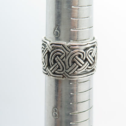 925 Sterling Silver Vintage Viking / Celtic Knot Band Ring Size 7.25