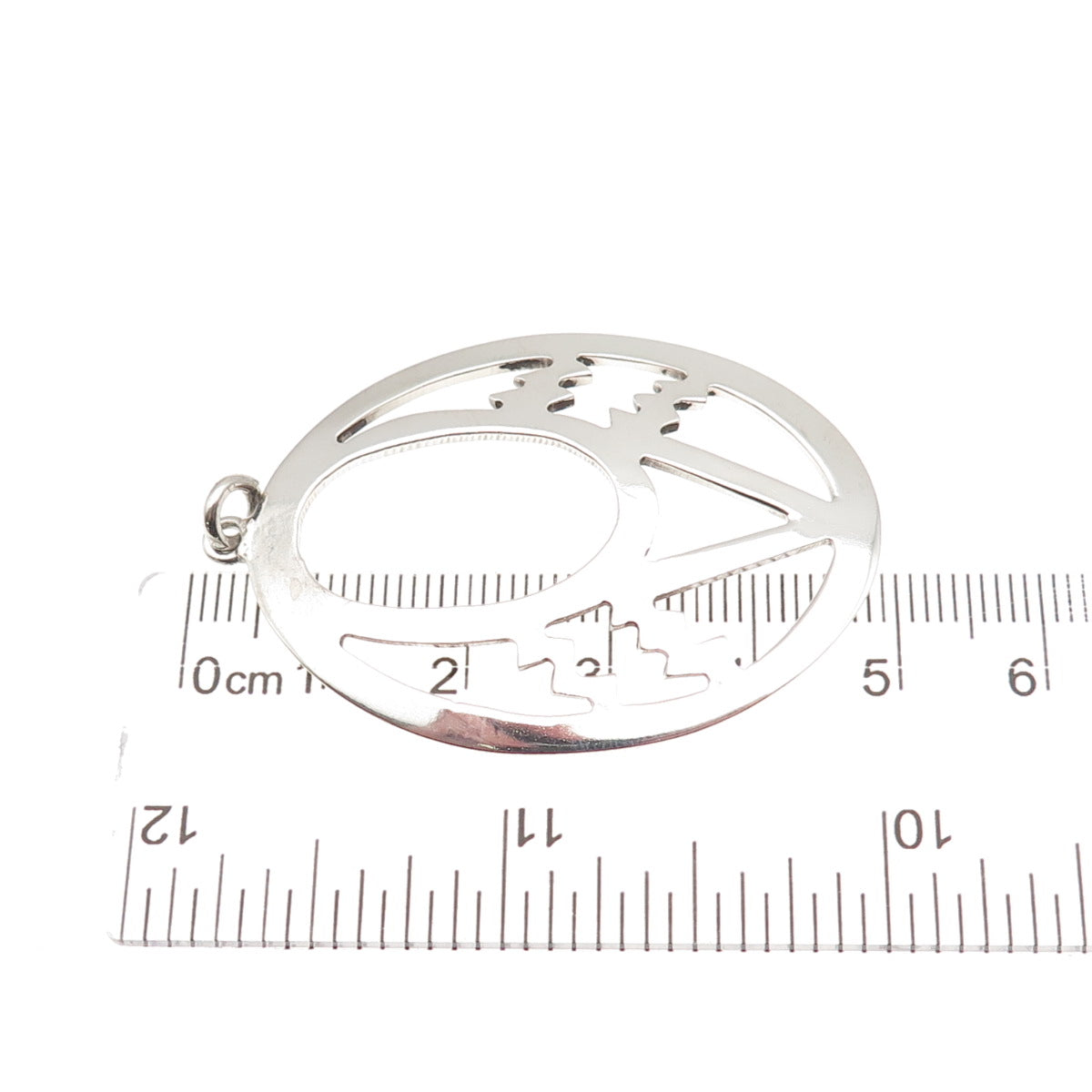 925 Sterling Silver Vintage Modernist Crescent Pendant