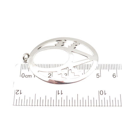 925 Sterling Silver Vintage Modernist Crescent Pendant