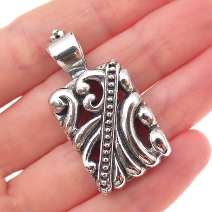 925 Sterling Silver Vintage Mexico Floral Oxidized Pendant