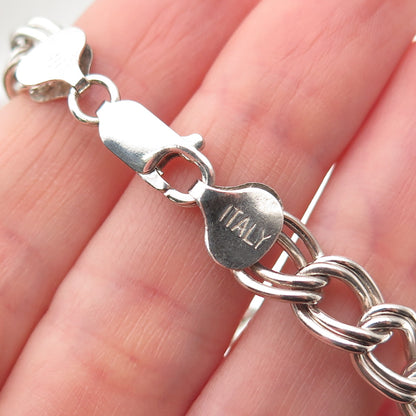 925 Sterling Silver Vintage Italy Double Curb Link Bracelet 7.5"
