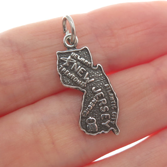 FRENCH & FRANKLIN Sterling Silver Vintage New Jersey Oxidized Minimalist Pendant