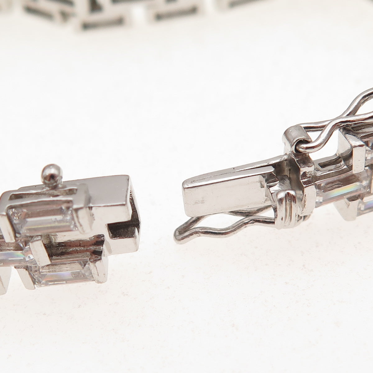 925 Sterling Silver Emerald-Cut C Z Bracelet 8"