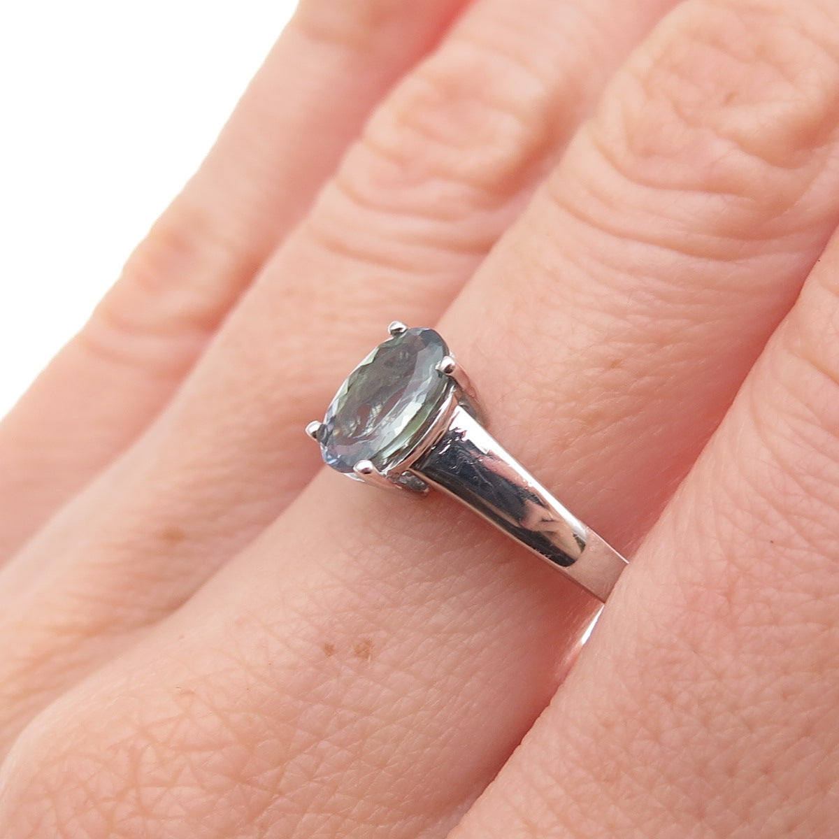 Chuck Clemency 925 Sterling Silver Real Oval-Cut Iolite Ring Size 8