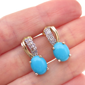 Chuck Clemency 925 Sterling Silver Gold Plated Real Turquoise Tanzanite Earrings