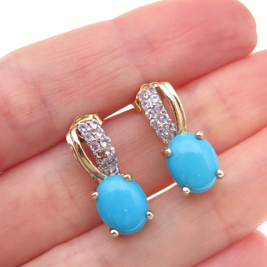 Chuck Clemency 925 Sterling Silver Gold Plated Real Turquoise Tanzanite Earrings