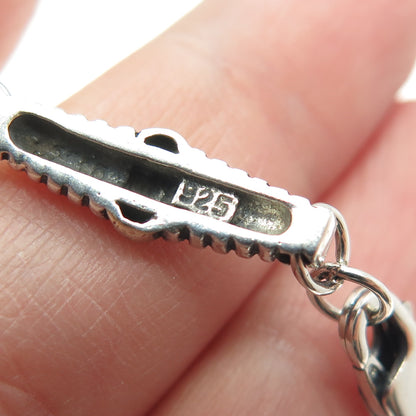 925 Sterling Silver 2-Tone Vintage Ribbed Bar Link Oxidized Bracelet 6.75"