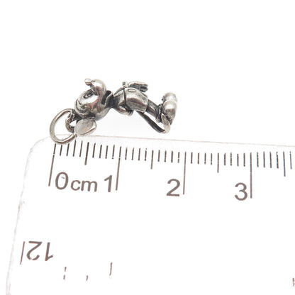925 Sterling Silver Vintage Mickey Mouse Oxidized 3D Mini Charm Pendant