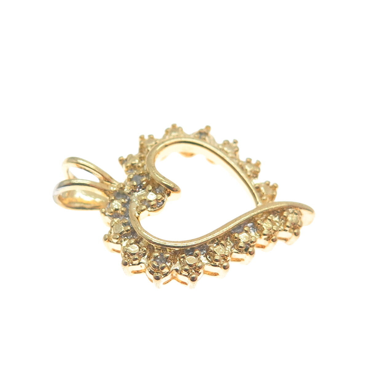 ROSS SIMONS 925 Sterling Gold Plated Vintage Diamond Accent Open Heart Pendant