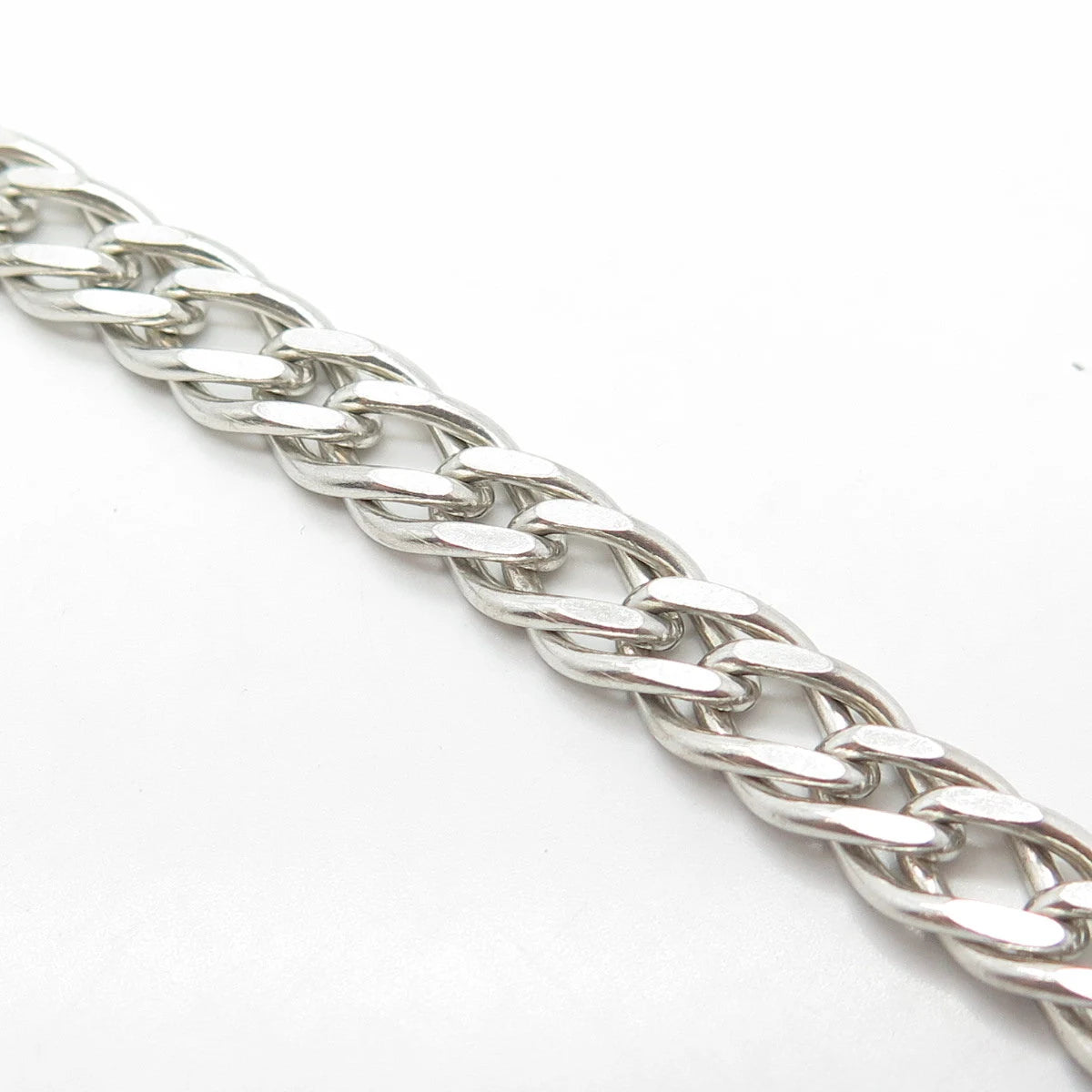 925 Sterling Silver Vintage Italy Double Cable Link Bracelet 8"