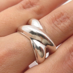 925 Sterling Silver Vintage Crossover Ring Size 8.25