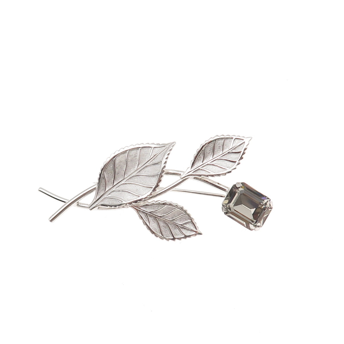 Van Dell 925 Sterling Silver Vintage Rhinestone Floral Pin Brooch