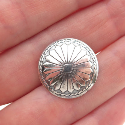 Old Pawn 925 Sterling Silver Vintage Southwestern Concho Oxidized Tribal Button