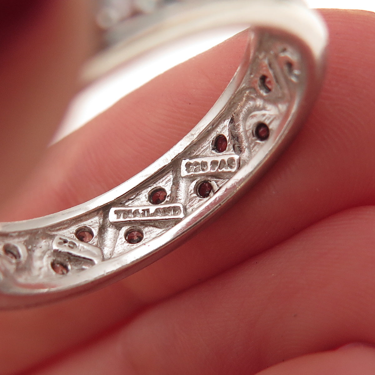 925 Sterling Silver Round-Cut C Z Zig Zag Band Ring Size 10