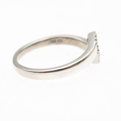 925 Sterling Silver Round-Cut C Z Bypass Ring Size 6.75
