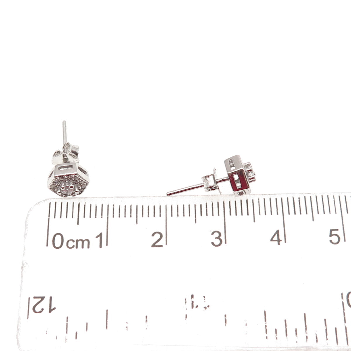 925 Sterling Silver Round-Cut C Z Stud Earrings