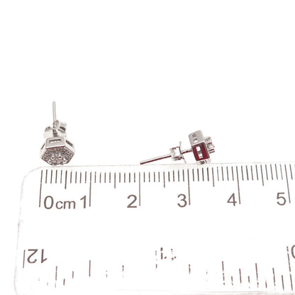 925 Sterling Silver Round-Cut C Z Stud Earrings