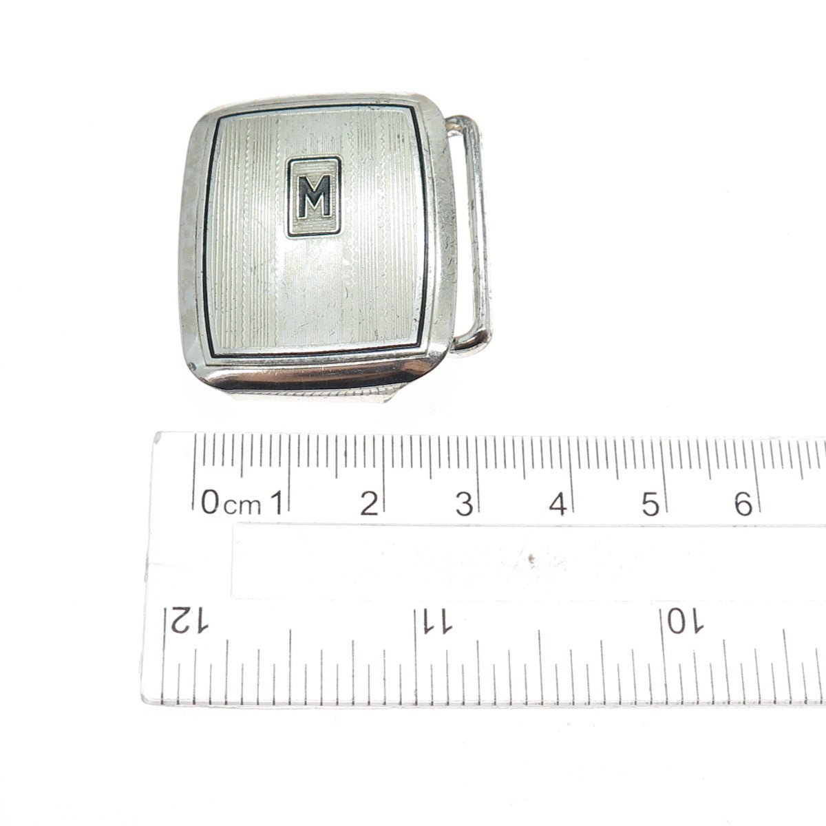 HICKOK Sterling Silver & Bronze Antique Art Deco Letter M Oxidized Belt Buckle