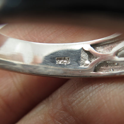 CHUCK CLEMENCY 925 Sterling Silver Real Green Diamond Ring Size 11.25