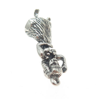 925 Sterling Silver Vintage Hawaiian Hula Dancer 3D Charm Pendant