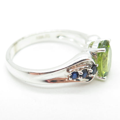 MICHELLE ALBALA 925 Sterling Silver Vintage Sapphire & Peridot Ring Size 11.25