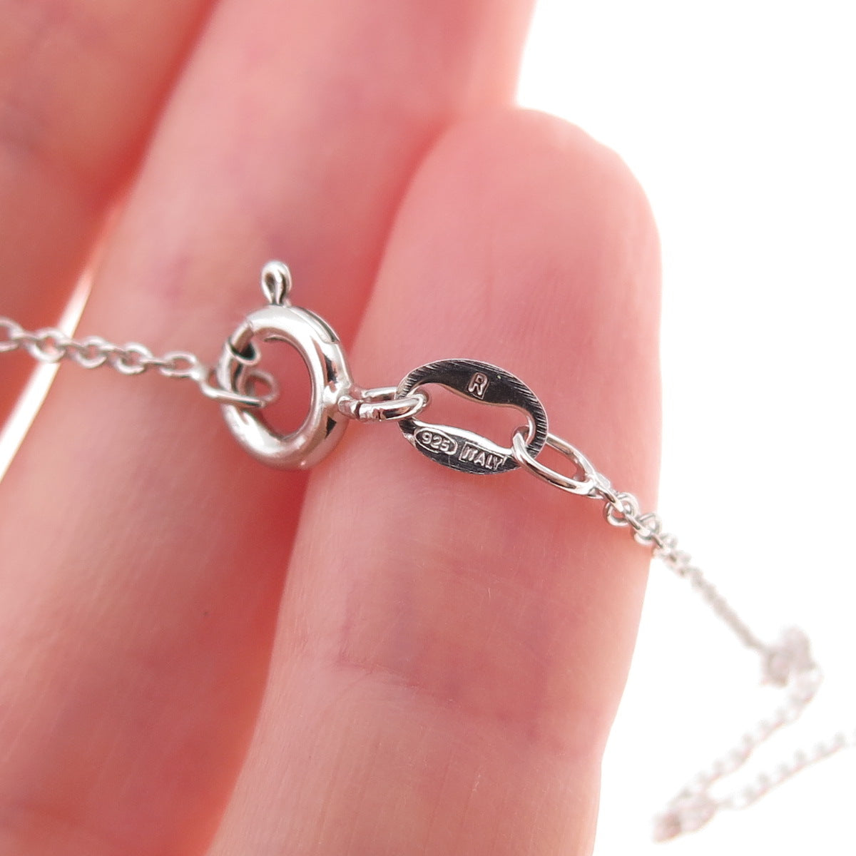 925 Sterling Silver Real Diamond & Amethyst Cable Chain Necklace 18"