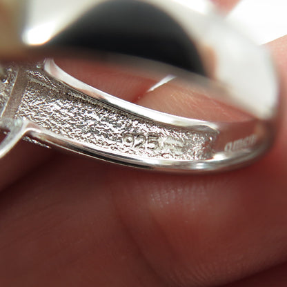 925 Sterling Silver Real Mystic Quartz & Round-Cut C Z Ring Size 4.75