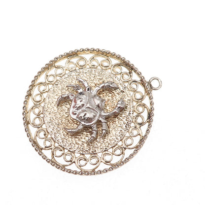 Rembrandt 925 Sterling Silver 2-Tone Vintage Cancer Zodiac Sign Pendant