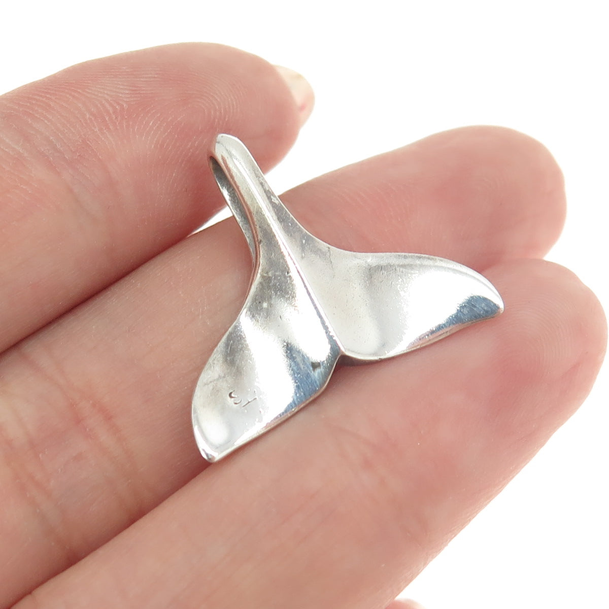 925 Sterling Silver Vintage Whale's Tail Pendant