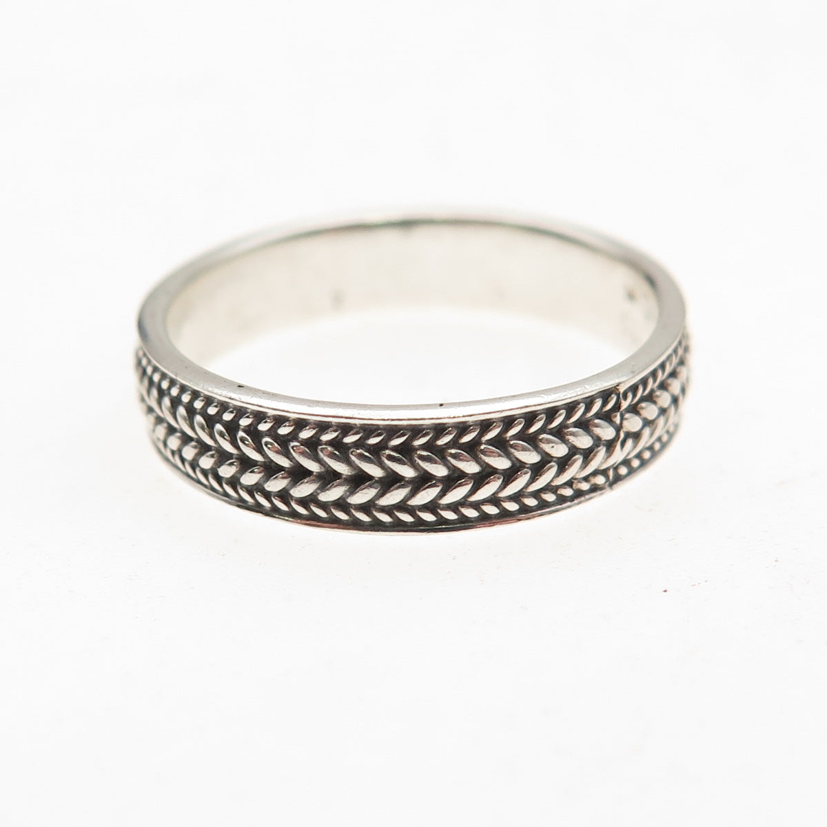 Chapal Zenray 925 Sterling Silver Vintage Wheat Link Oxidized Band Ring Size 8