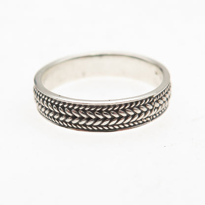 Chapal Zenray 925 Sterling Silver Vintage Wheat Link Oxidized Band Ring Size 8