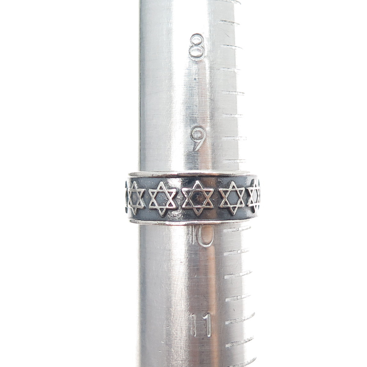 925 Sterling Silver Vintage Mexico Star of David Oxidized Band Ring Size 10