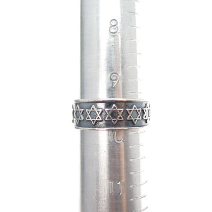 925 Sterling Silver Vintage Mexico Star of David Oxidized Band Ring Size 10