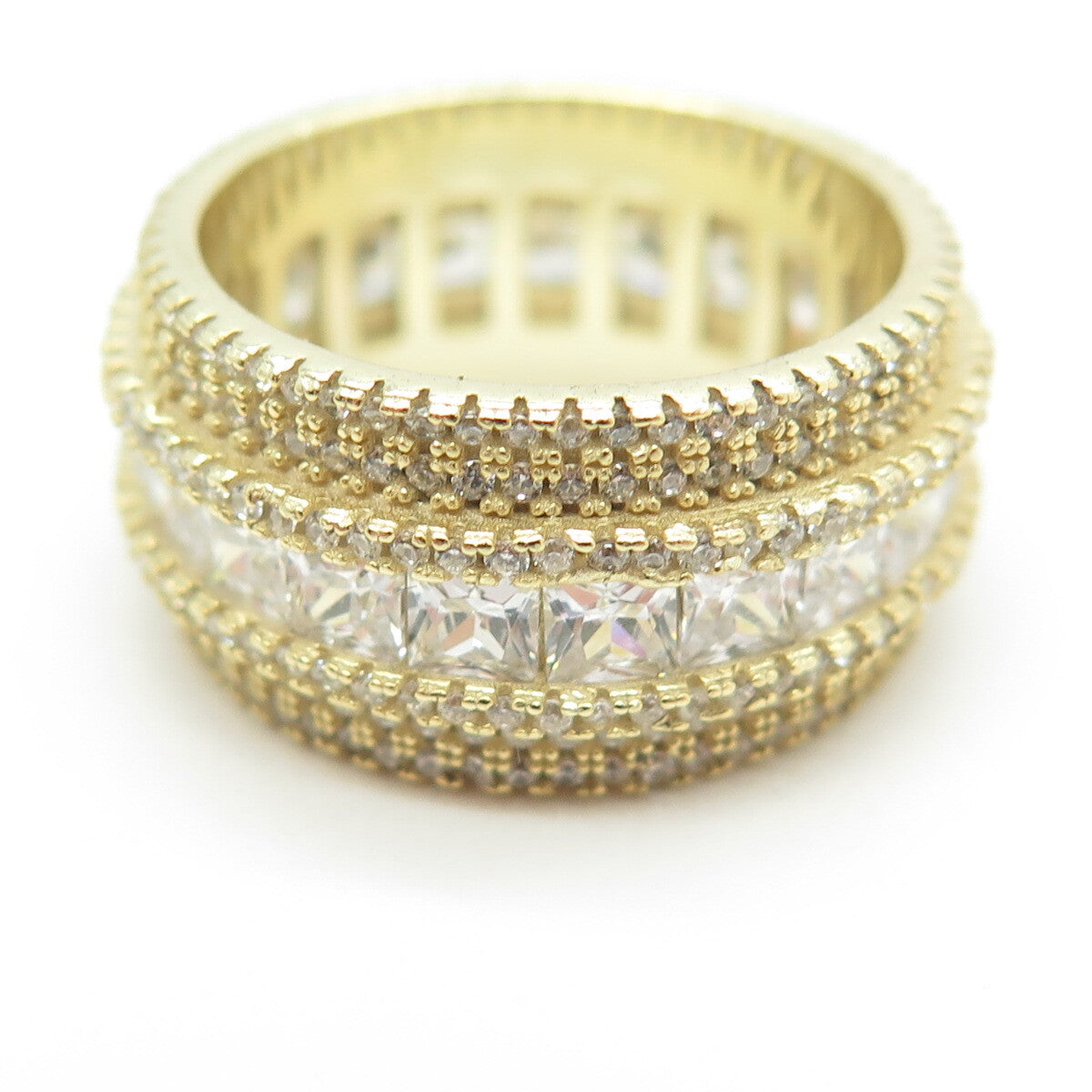925 Sterling Silver Gold Plated Multi-C Z Band Ring Size 7.25