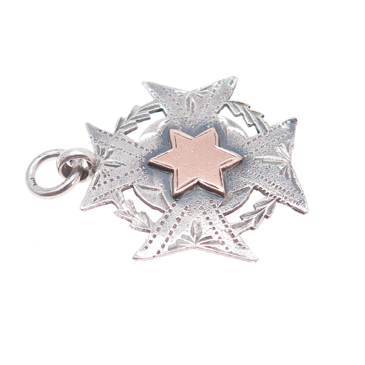 J & R Griffin Sterling Silver 2-Tone Antique 1917 Chester Cross Medal Pendant