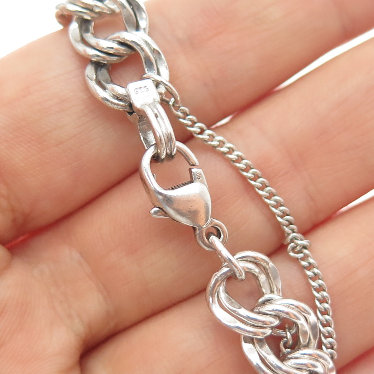 JAMES AVERY 925 Sterling Silver Vintage Double Bismark Link Bracelet 7.25"