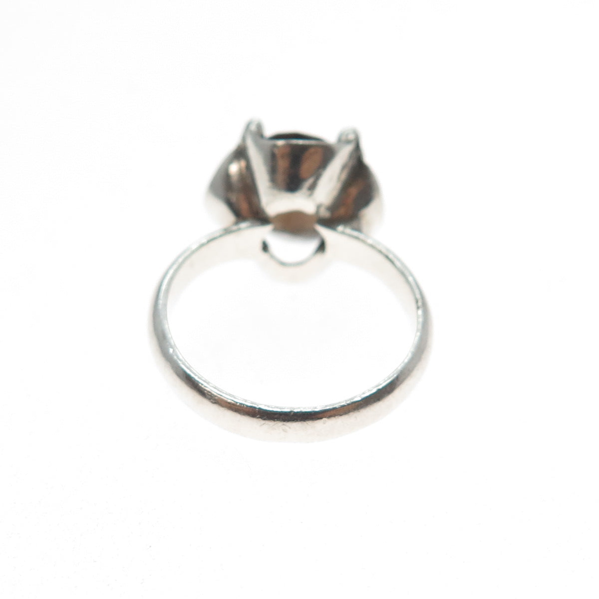 925 Sterling Silver Vintage Mexico Real Smoky Quartz Modernist Ring Size 6.25