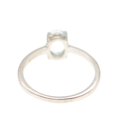 Dazzlers 925 Sterling Silver Real Oval-Cut Blue Topaz Ring Size 6
