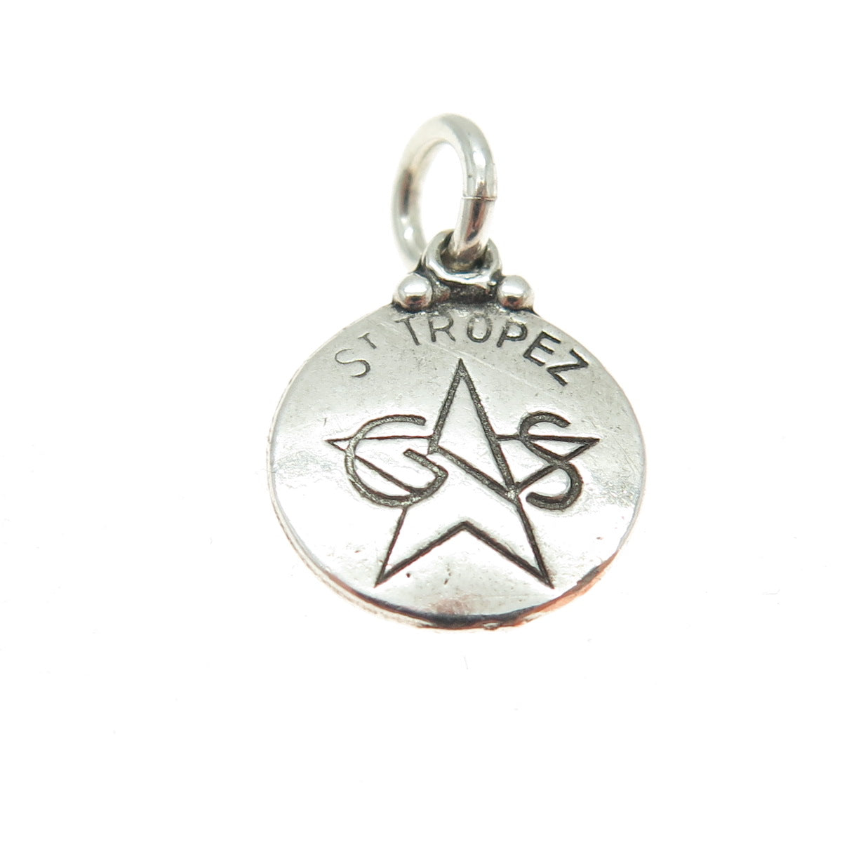 925 Sterling Silver Vintage St. Tropez Oxidized Minimalist Charm Pendant