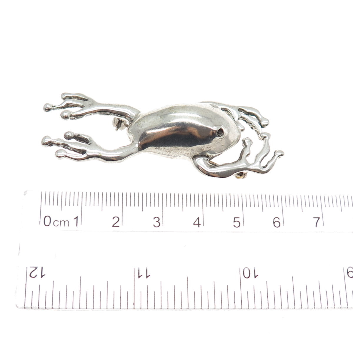 925 Sterling Silver Vintage Frog For Good Luck Oxidized Pin Brooch