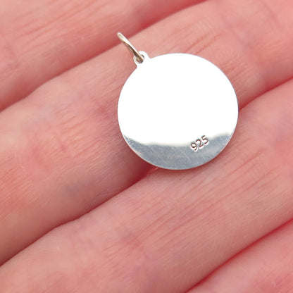 925 Sterling Silver Yellow Enamel Mouth Shut Emoji Round Tag Mini Charm Pendant