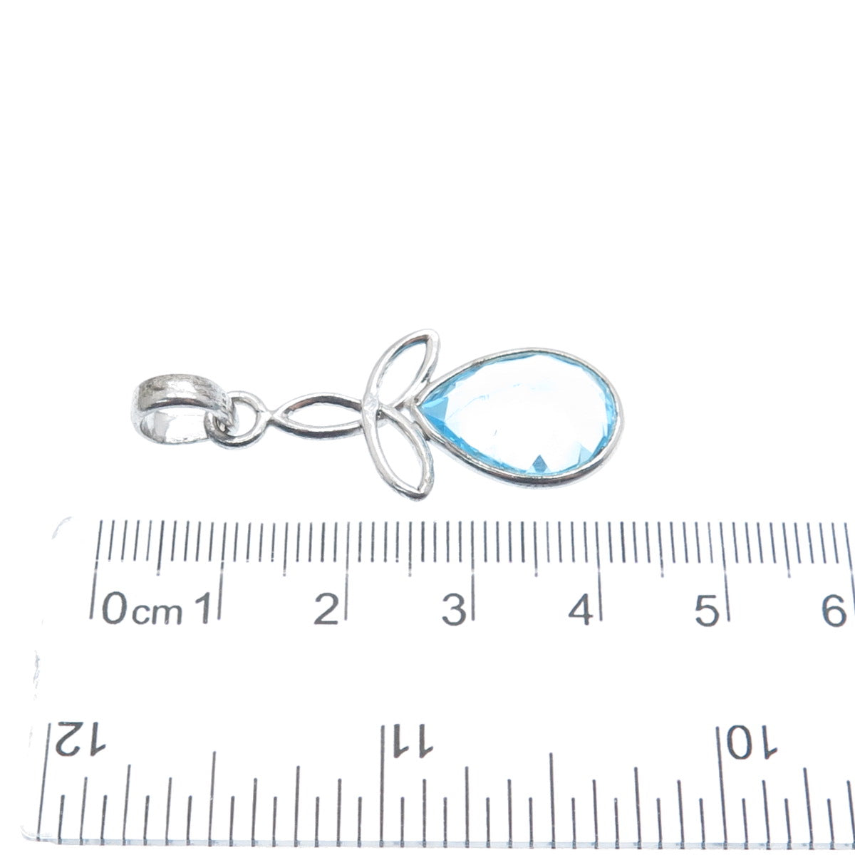 925 Sterling Silver Vintage Real Blue Topaz Celtic Trinity Charm Pendant