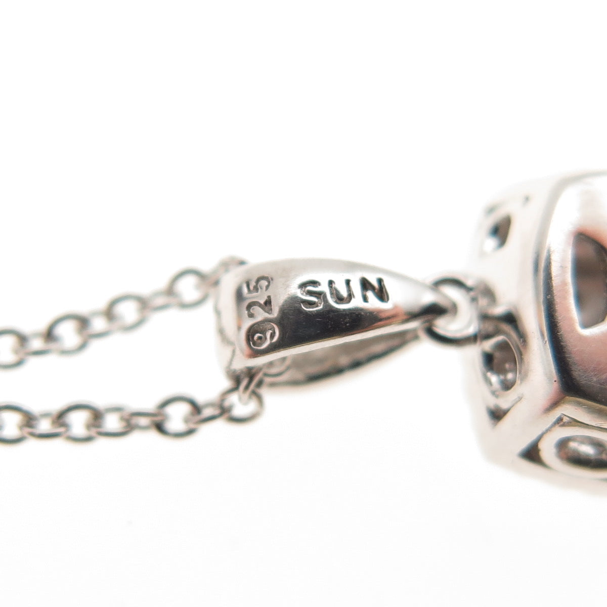 Sun 925 Sterling Silver Real Round-Cut Diamond Cable Chain Necklace 18"