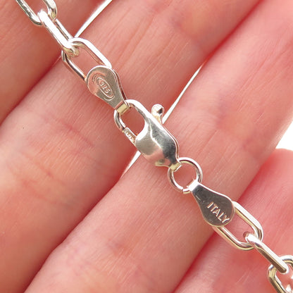 925 Sterling Silver Vintage Italy Paperclip Oval Link Bracelet 6.75"